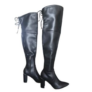 Marc Fisher Vany Over The Knee Pointed Toe Block Heel Black Size 6